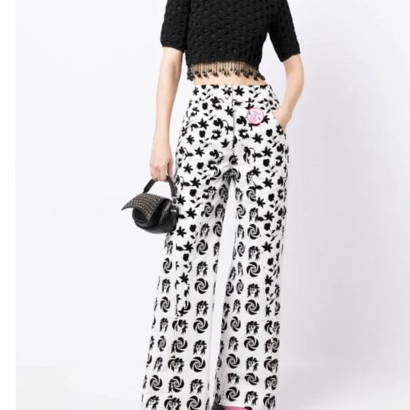 Chopova Lowena Black and White Flocked Jeans XS or 26" Waist NWT MSRP - Picture 9 of 12